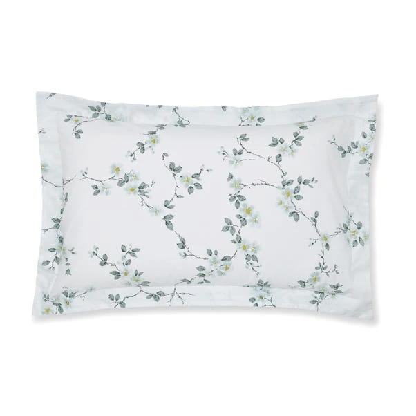 Edith Duck Egg Floral Oxford Pillowcase 4 Edith Duck Egg Floral Oxford Pillowcase - Image 2