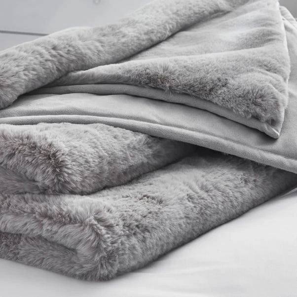 Dorma Purity Faux Fur Grey Bedspread 4 Dorma Purity Faux Fur Grey Bedspread - Image 2