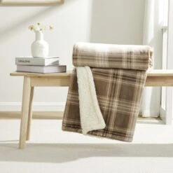 Check Sherpa Throw, 130cm X 180cm -Dunelm Shop 30545402