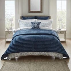 Dorma Remington Cotton Velvet Blue Bedspread 7 Dorma Remington Cotton Velvet Blue Bedspread -Dunelm Shop 30646839