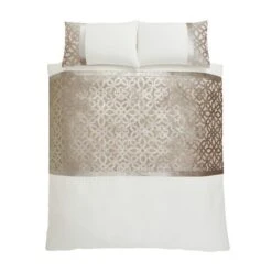 Catherine Lansfield Natural Lattice Cut Velvet Duvet Cover And Pillowcase Set 25 Catherine Lansfield Natural Lattice Cut Velvet Duvet Cover And Pillowcase Set -Dunelm Shop 30705239 alt07