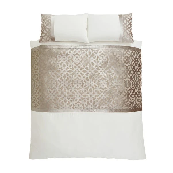 Catherine Lansfield Natural Lattice Cut Velvet Duvet Cover And Pillowcase Set 14 Catherine Lansfield Natural Lattice Cut Velvet Duvet Cover And Pillowcase Set - Image 12