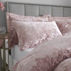 Catherine Lansfield Crushed Velvet Duvet Cover And Pillowcase Set -Dunelm Shop 30705247 alt01