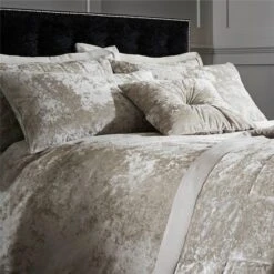 Catherine Lansfield Crushed Velvet Duvet Cover And Pillowcase Set -Dunelm Shop 30705253 alt01