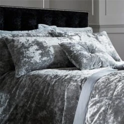 Catherine Lansfield Crushed Velvet Duvet Cover And Pillowcase Set -Dunelm Shop 30705286 alt01