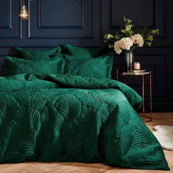Paoletti Palmeria Emerald Velvet Duvet Cover And Pillowcase Set 3 Paoletti Palmeria Emerald Velvet Duvet Cover And Pillowcase Set