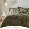 Tufted Leaf Olive 100% Organic Cotton Duvet Cover And Pillowcase Set