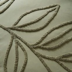 Tufted Leaf Olive 100% Organic Cotton Duvet Cover And Pillowcase Set -Dunelm Shop 30726059 alt04