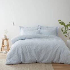 Edison Textured Pale Blue Oxford Pillowcase -Dunelm Shop 30749460 alt01