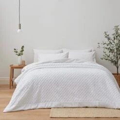 Edison Embossed Textured White Bedspread -Dunelm Shop 30788496