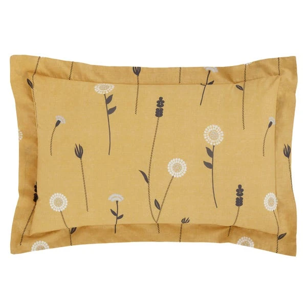 Scandi Floral Grey Oxford Pillowcase 3 Scandi Floral Grey Oxford Pillowcase
