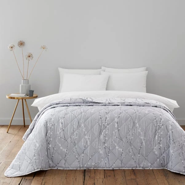 Belle Floral Grey Bedspread 3 Belle Floral Grey Bedspread