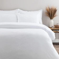 Croston Waffle White Duvet Cover And Pillowcase Set 32 Croston Waffle White Duvet Cover And Pillowcase Set -Dunelm Shop 30807784 alt02
