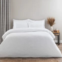 Croston Waffle White Duvet Cover And Pillowcase Set 23 Croston Waffle White Duvet Cover And Pillowcase Set -Dunelm Shop 30807785 alt01