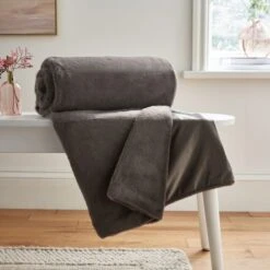 Lenon Faux Fur Throw, Grey 130cm X 170cm