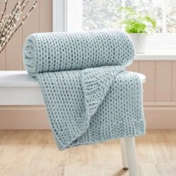 Chunky Knit Recycled Throw 130cm X 170cm -Dunelm Shop 30826700