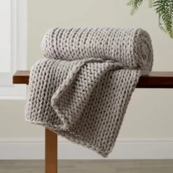 Chunky Knit Recycled Throw 130cm X 170cm -Dunelm Shop 30826706 alt04