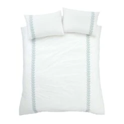 Bianca Fine Linens Embroidered Leaf 100% Cotton Duvet Cover & Pillowcase Set -Dunelm Shop 30828926 alt04