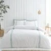 Bianca Fine Linens Embroidered Leaf 100% Cotton Duvet Cover & Pillowcase Set 2 Bianca Fine Linens Embroidered Leaf 100% Cotton Duvet Cover & Pillowcase Set -Dunelm Shop 30828927