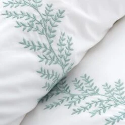 Bianca Fine Linens Embroidered Leaf 100% Cotton Duvet Cover & Pillowcase Set -Dunelm Shop 30828927 alt03