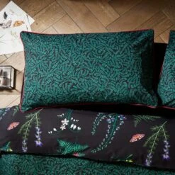 Moorland Flora Black Duvet Cover And Pillowcase Set -Dunelm Shop 30829504 alt04