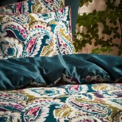 EW By Edinburgh Weavers Aretha Paisley Teal 100% Cotton Sateen Duvet Cover & Pillowcase Set -Dunelm Shop 30856798 alt06