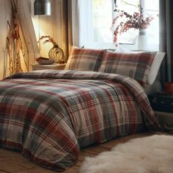Dreams And Drapes Lodge Connolly Check Duvet Cover And Pillowcase Set -Dunelm Shop 30858094