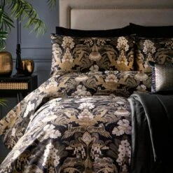 Laurence Llewelyn-Bowen Suburban Jungle Duvet Cover And Pillowcase Set Black -Dunelm Shop 30858380 alt01