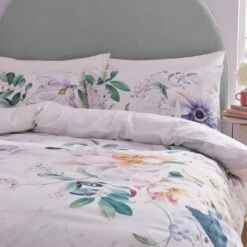 Tansy Floral Cotton Sateen Duvet Cover And Pillowcase Set -Dunelm Shop 30862379 alt01