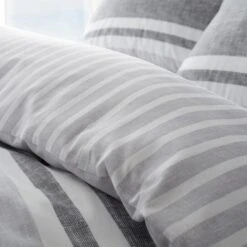 Catherine Lansfield Textured Banded Stripe Reversible Duvet Cover & Pillowcase Set -Dunelm Shop 30867200 alt06