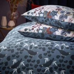 Furn. Midnight Panther Duvet Cover And Pillowcase Set Dusky Blue -Dunelm Shop 30876813 alt01