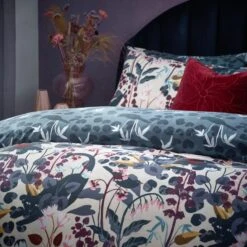 Furn. Midnight Panther Duvet Cover And Pillowcase Set Dusky Blue -Dunelm Shop 30876813 alt02