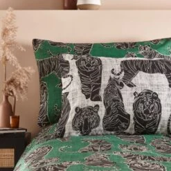 Furn. Wildcat Duvet Cover And Pillowcase Set Jungle Green -Dunelm Shop 30877033 alt03