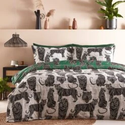 Furn. Wildcat Duvet Cover And Pillowcase Set Jungle Green -Dunelm Shop 30877034 alt02