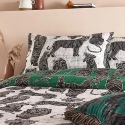 Furn. Wildcat Duvet Cover And Pillowcase Set Jungle Green -Dunelm Shop 30877034 alt04