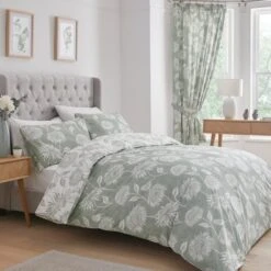 Dreams And Drapes Chrysanthemum Reversible Duvet Cover And Pillowcase Set -Dunelm Shop 30888395