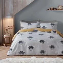 Fusion Snug Highland Cow Ochre Duvet Cover And Pillowcase Set 15 Fusion Snug Highland Cow Ochre Duvet Cover And Pillowcase Set -Dunelm Shop 30888684 alt03