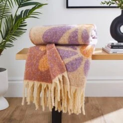 Retro Flower Mohair Throw 130cm X 180cm 17 Retro Flower Mohair Throw 130cm X 180cm -Dunelm Shop 30891365