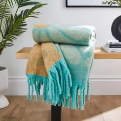 Retro Flower Mohair Throw 130cm X 180cm