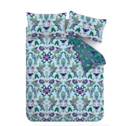 Catherine Lansfield Mya Tropical Floral Duck Egg Blue Duvet Cover And Pillowcase Set -Dunelm Shop 30892692 alt04