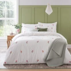 Rosetta Floral Embroidery Duvet Cover & Pillowcase Set -Dunelm Shop 30897887