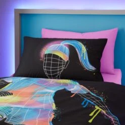 Football Graphic Girl Single Duvet Cover And Pillowcase Set 9 Football Graphic Girl Single Duvet Cover And Pillowcase Set -Dunelm Shop 30898210 alt01