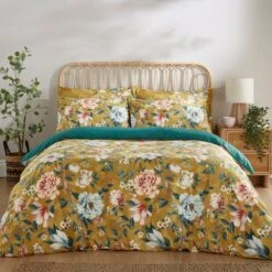 Ula Blooms Ochre Luxury Velvet Duvet Cover And Pillowcase Set 32 Ula Blooms Ochre Luxury Velvet Duvet Cover And Pillowcase Set -Dunelm Shop 30901184