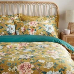 Ula Blooms Ochre Luxury Velvet Duvet Cover And Pillowcase Set 28 Ula Blooms Ochre Luxury Velvet Duvet Cover And Pillowcase Set -Dunelm Shop 30901188 alt01