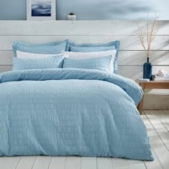 Aria Seersucker Duvet Cover And Pillowcase Set 38 Aria Seersucker Duvet Cover And Pillowcase Set -Dunelm Shop 30901546