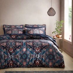 Soukara Dream Navy Duvet Cover And Pillowcase Set -Dunelm Shop 30901635