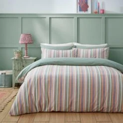 Rosie Stripe Double Multicoloured Duvet Cover And Pillowcase Set