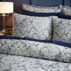 Rayna Damask Jacquard Blue Duvet Cover And Pillowcase Set 18 Rayna Damask Jacquard Blue Duvet Cover And Pillowcase Set -Dunelm Shop 30902484 alt01