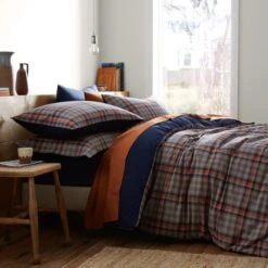 Calie Check Navy Duvet Cover And Pillowcase Set 25 Calie Check Navy Duvet Cover And Pillowcase Set -Dunelm Shop 30902563 alt06
