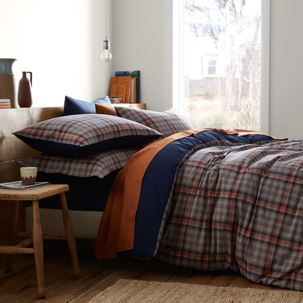 Calie Check Navy Duvet Cover And Pillowcase Set 10 Calie Check Navy Duvet Cover And Pillowcase Set - Image 8